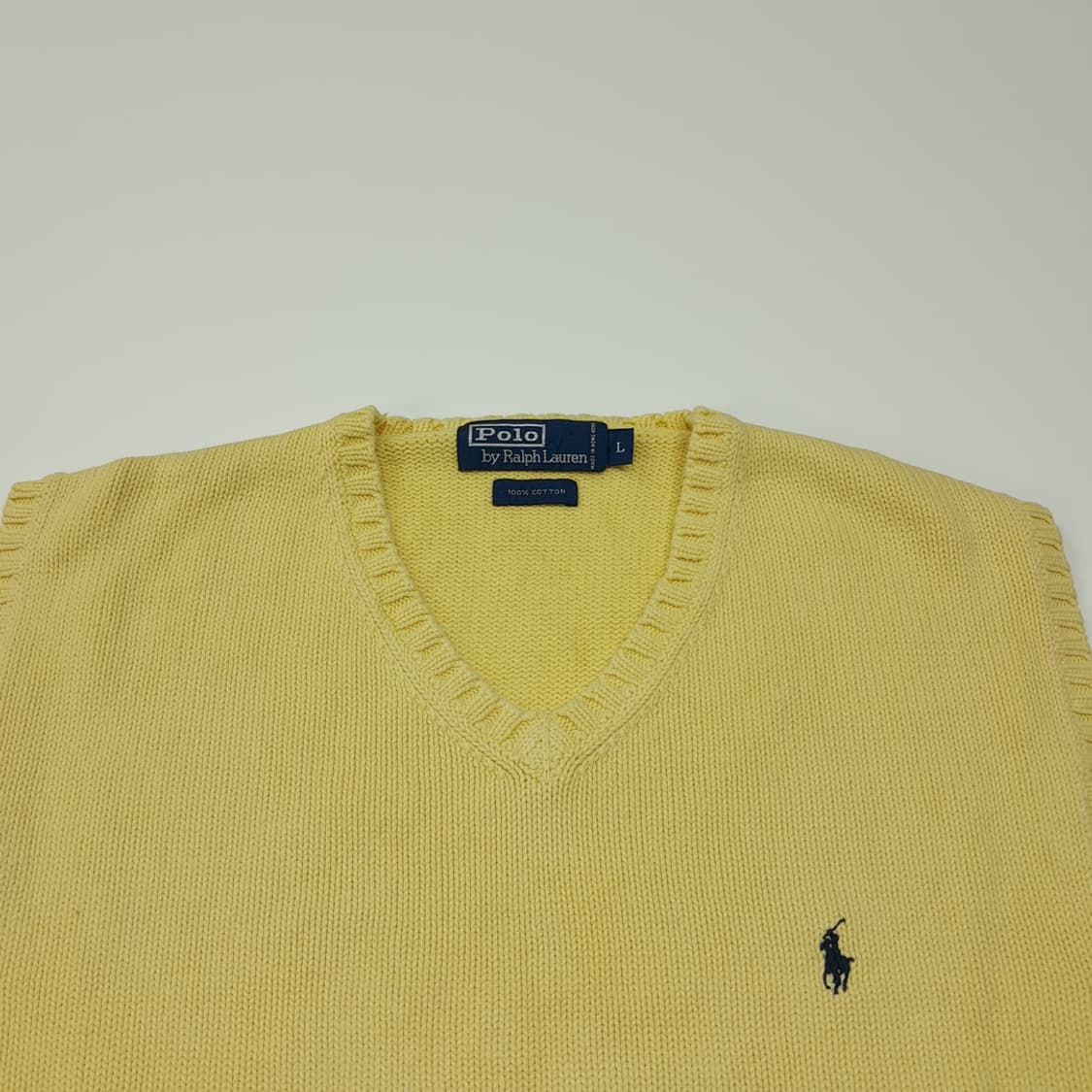 CL026 폴로 코튼 블루라벨 라이트옐로우 니트 베스트 상품이미지2