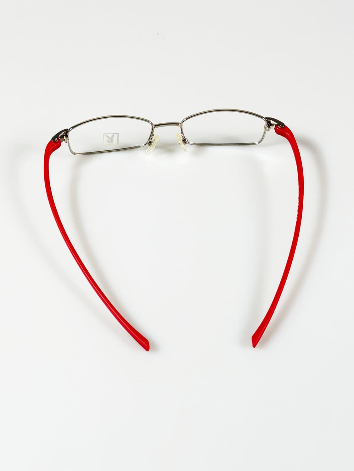 90s PLAYBOY 실버 레드 슬림 스퀘어 빈티지 안경 상품이미지6