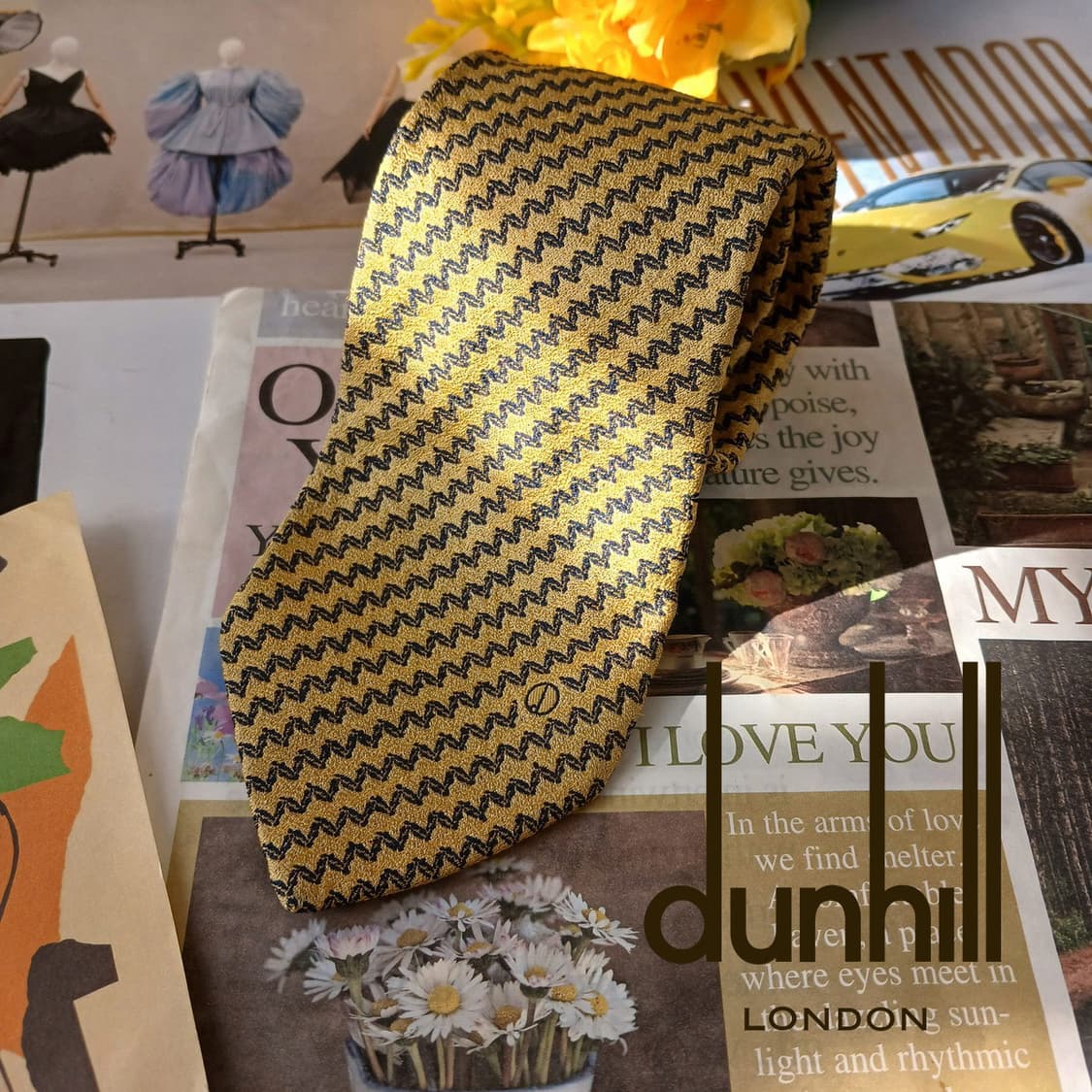 던힐 실크 옐로우 지그재그 패턴 넥타이 9.1cm A+등급 A19613
 상품이미지1