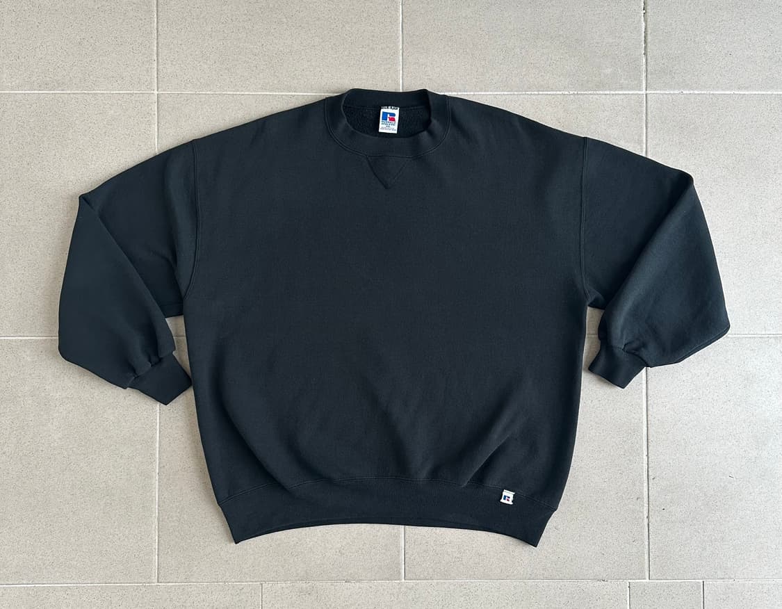 90s 빈티지 러셀 스웻셔츠 블랙 XXL USA 상품이미지1