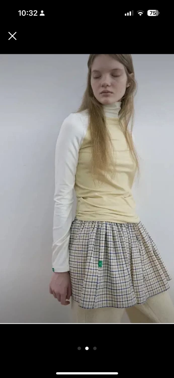 노컨텐츠 Layered Check Skirt (yellow) 상품이미지2