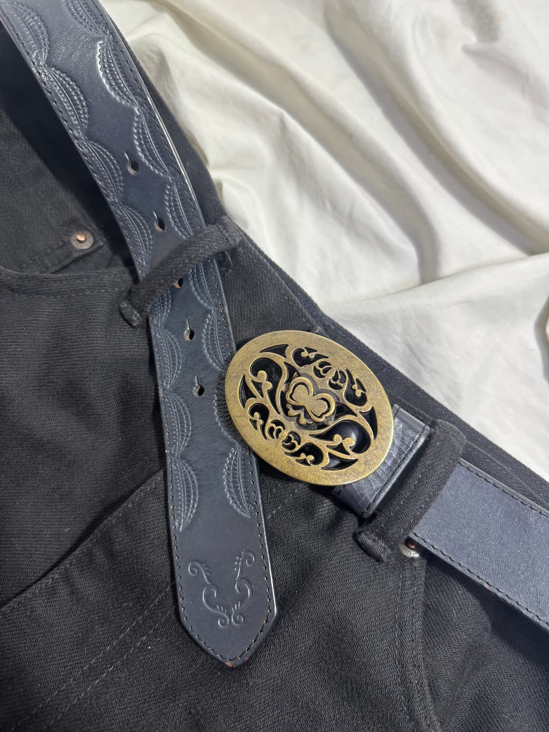 Anna sui 버터플라이 버클 엠보 레더 벨트 y2k 상품이미지3