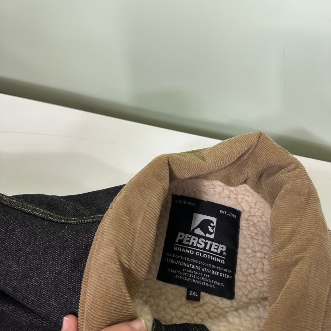 2XL 퍼스텝 안감양털 코듀로이배색 인디고 쉐르파자켓 상품이미지5