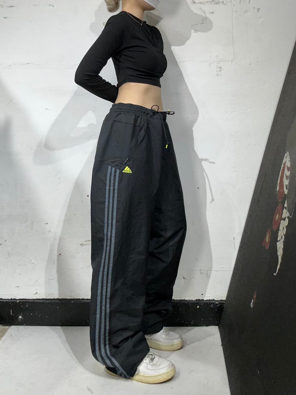 아디다스 블랙 와이드 삼선 트랙 팬츠 추리닝 바지 XL 상품이미지1