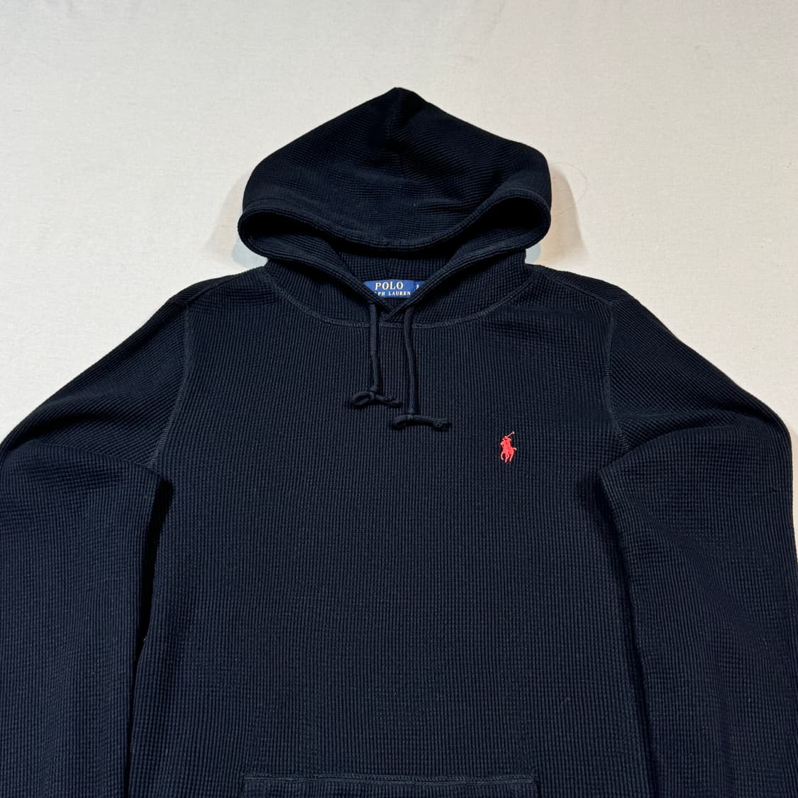 S) 폴로 랄프로렌 써멀 와플 후드티 블랙 상품이미지3
