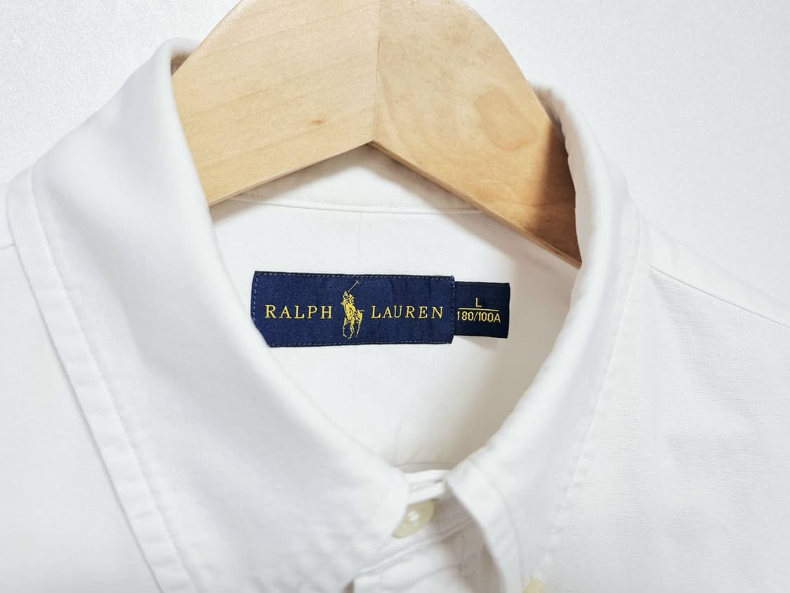 남성 폴로 화이트 흰색 옥스퍼드 긴팔 남방 셔츠 옥스포드 상품이미지3