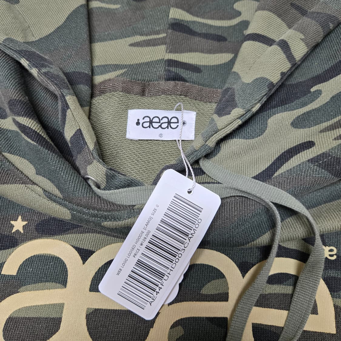 aeae 웹 로고 루즈핏 카모 후드티 상품이미지2