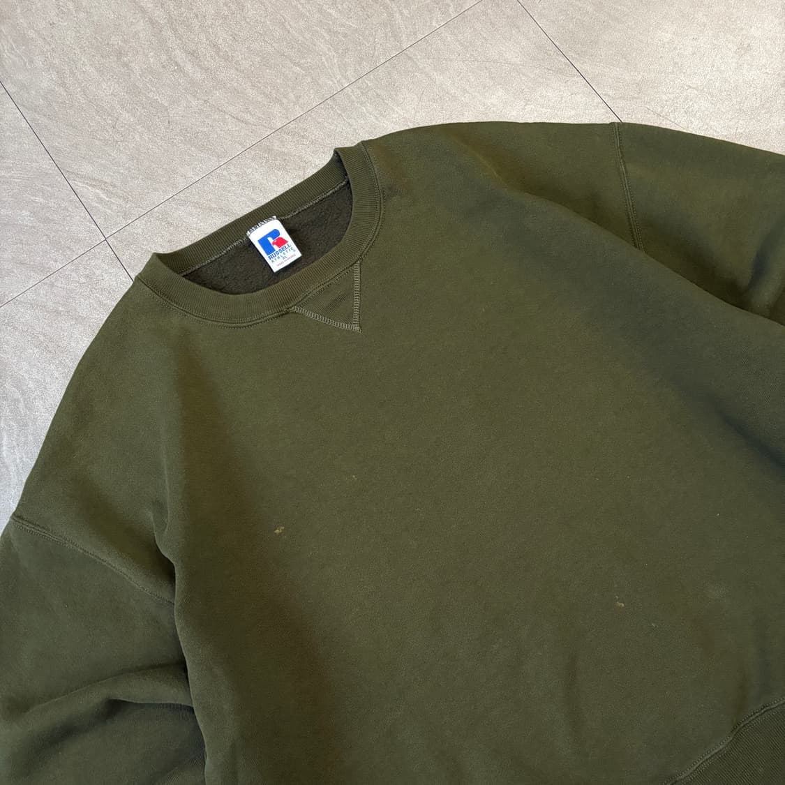 90s 90년대 멕시코 생산 러셀 블랭크 카키 스웻셔츠 상품이미지2