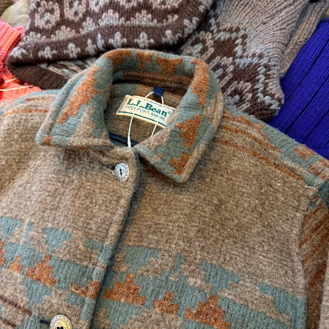 엘엘빈 나바호 패턴 에스닉 버튼 울 자켓 코트 S M 상품이미지3