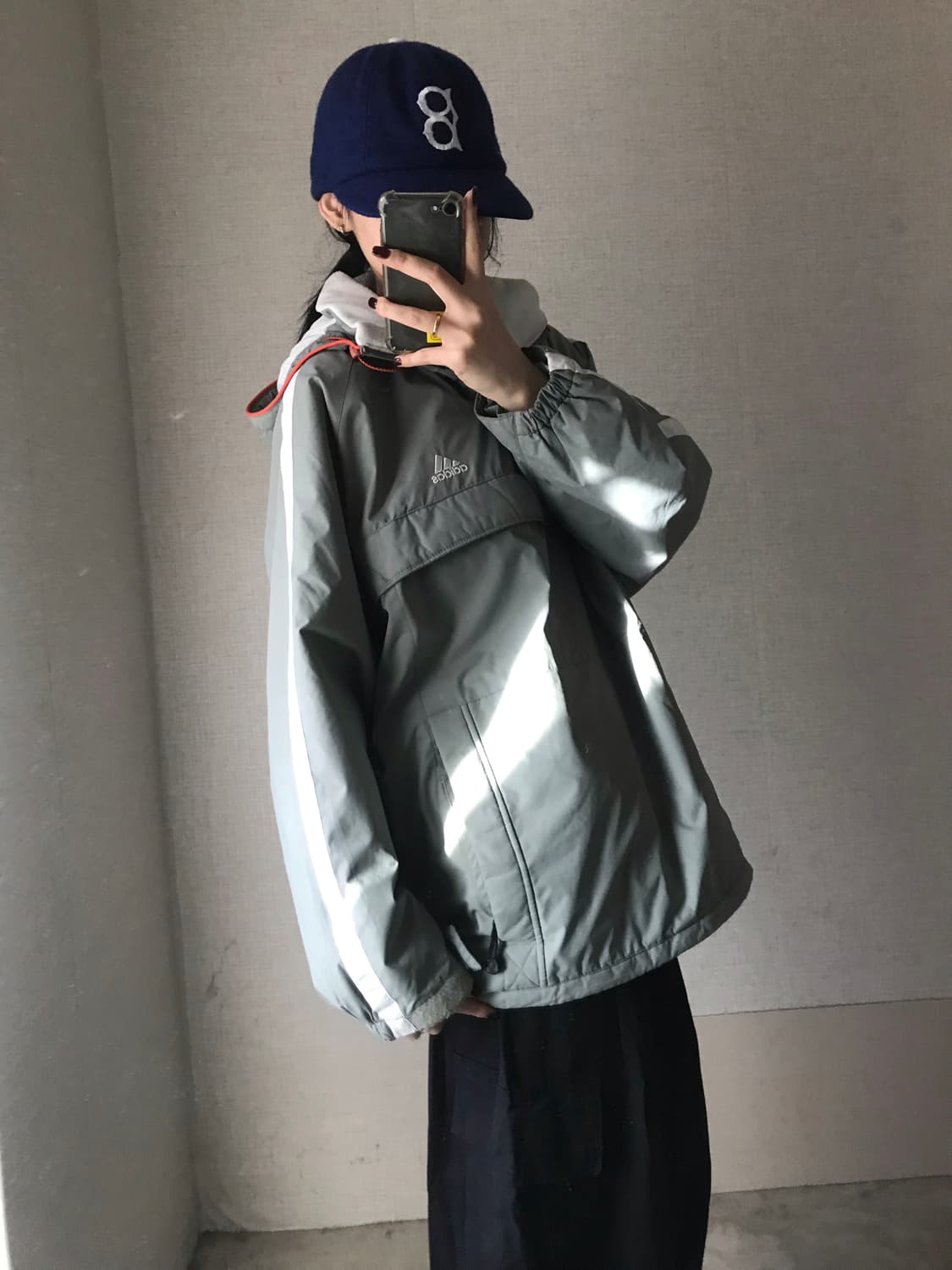 아디다스90s 카키 누빔 반집업 상품이미지2
