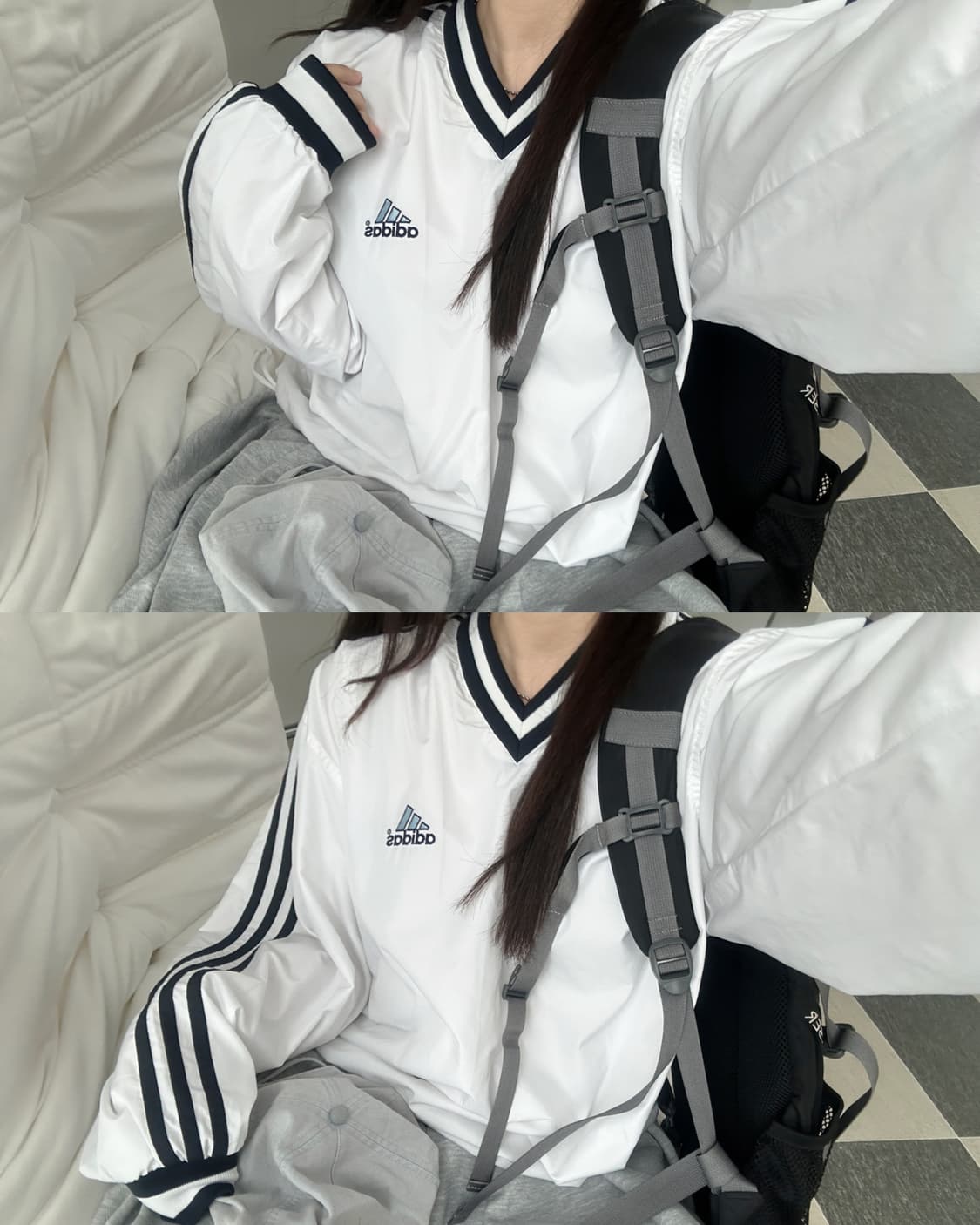 아디다스 화이트 V넥 웜업  상품이미지8