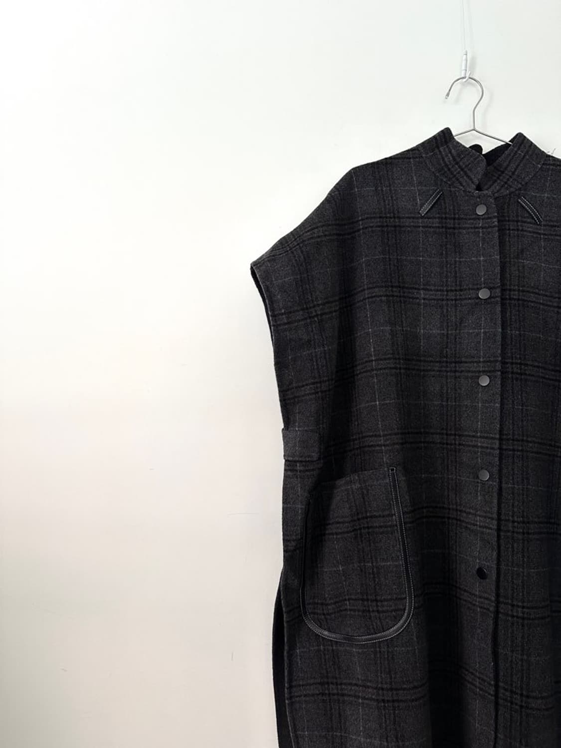 Checked stockholm wool half coat / grey 상품이미지2