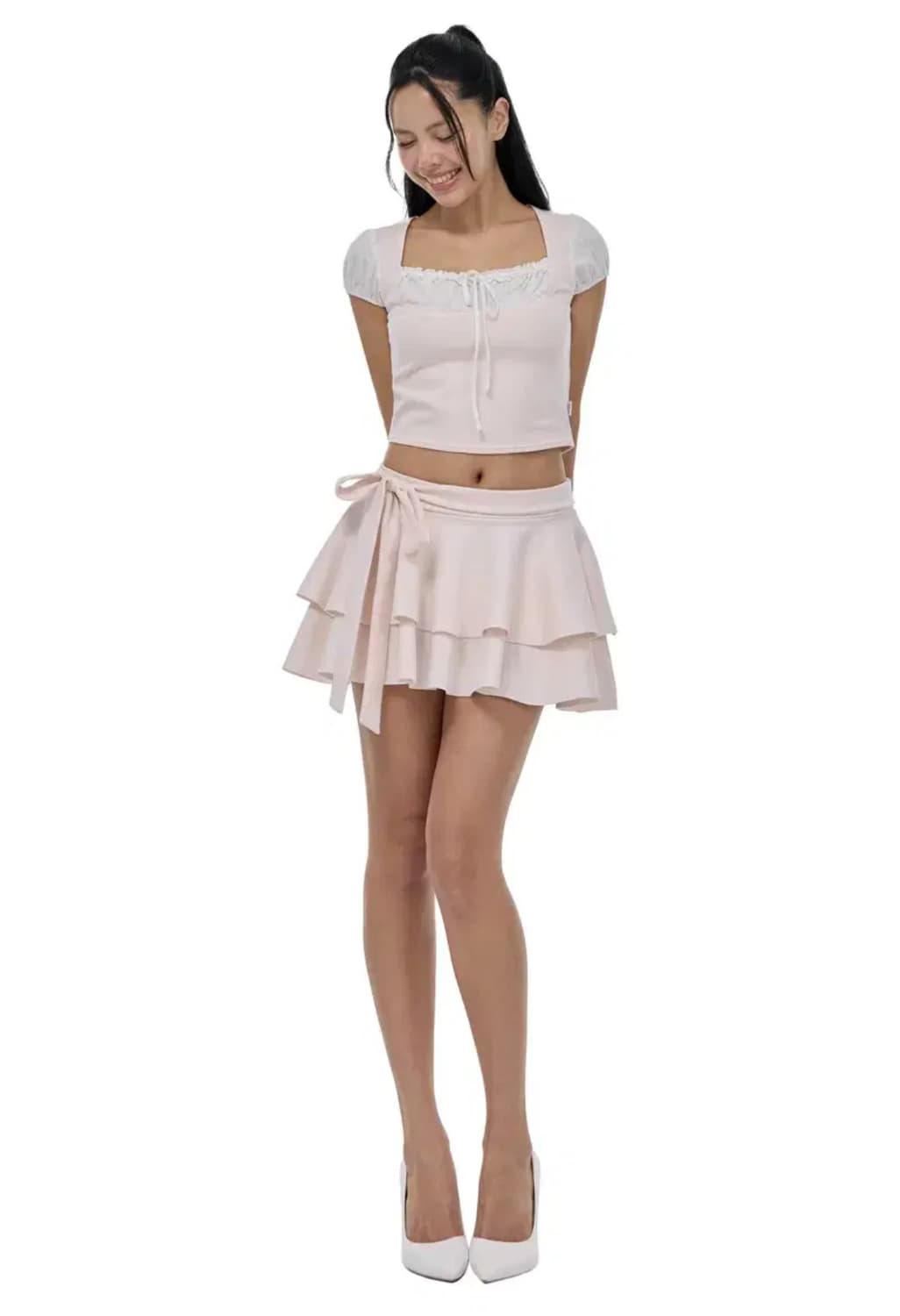 클리시어 romance layered top, bow skirt 일괄 상품이미지1