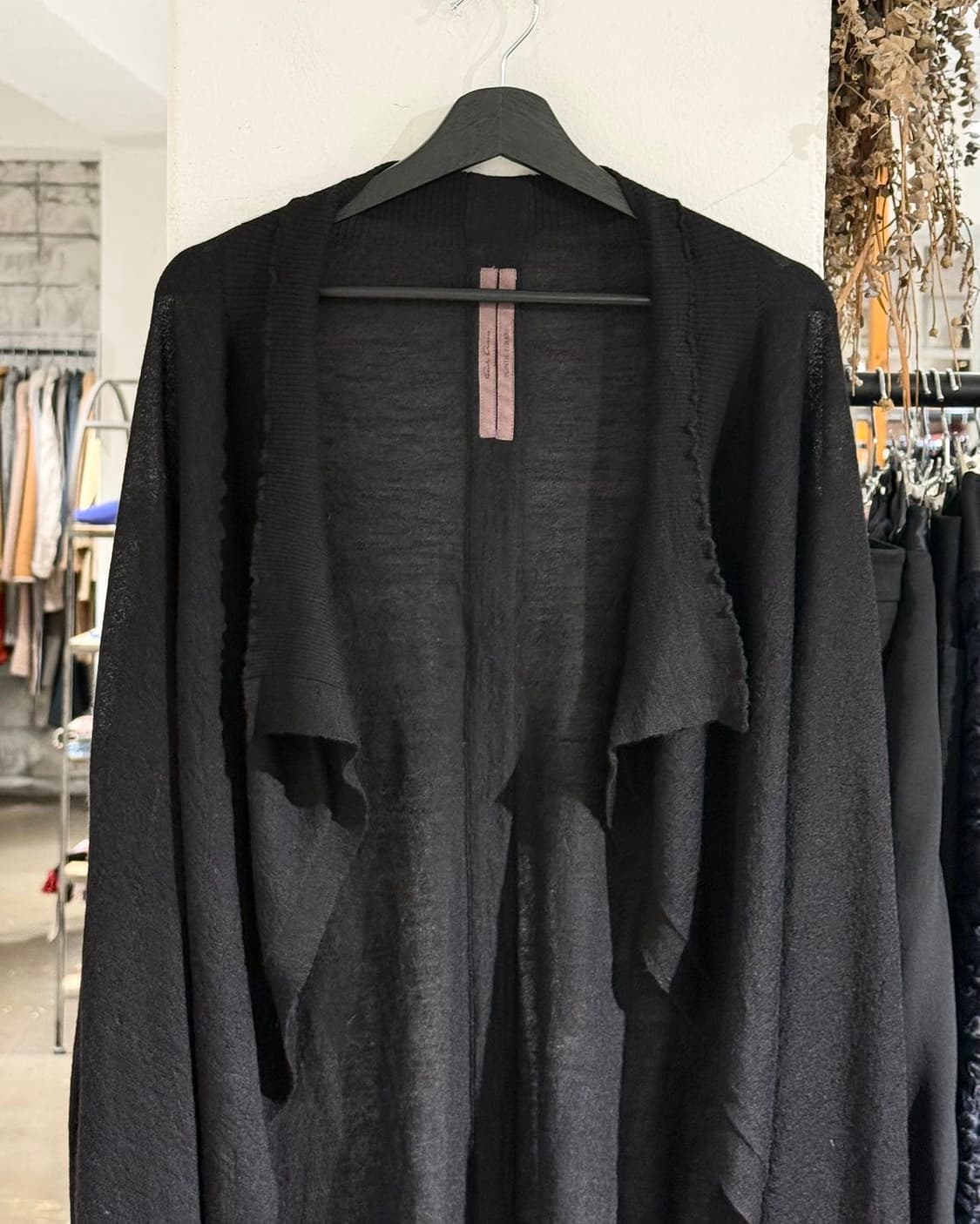 릭 오웬스 13fw PLINTH 블랙 드레이프 롱 가디건 상품이미지4