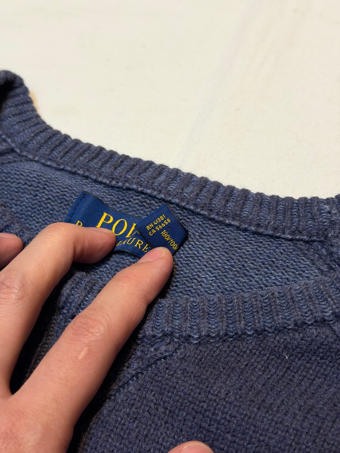 폴로 랄프로렌 라운드넥 코튼 니트 인디고 스웨터 네이비 상품이미지3