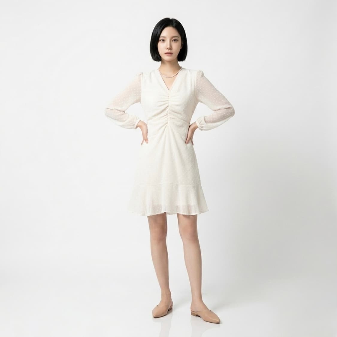 아이보리 사롱 7부 원피스 상품이미지1