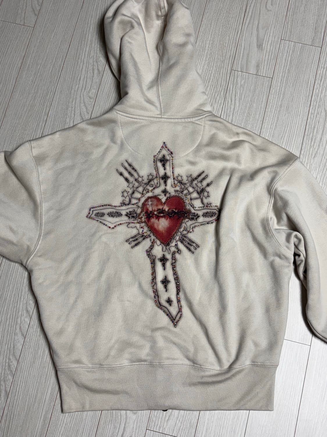 스컬프터 세인트 비즈 후드집업 더티화이트 L 상품이미지2