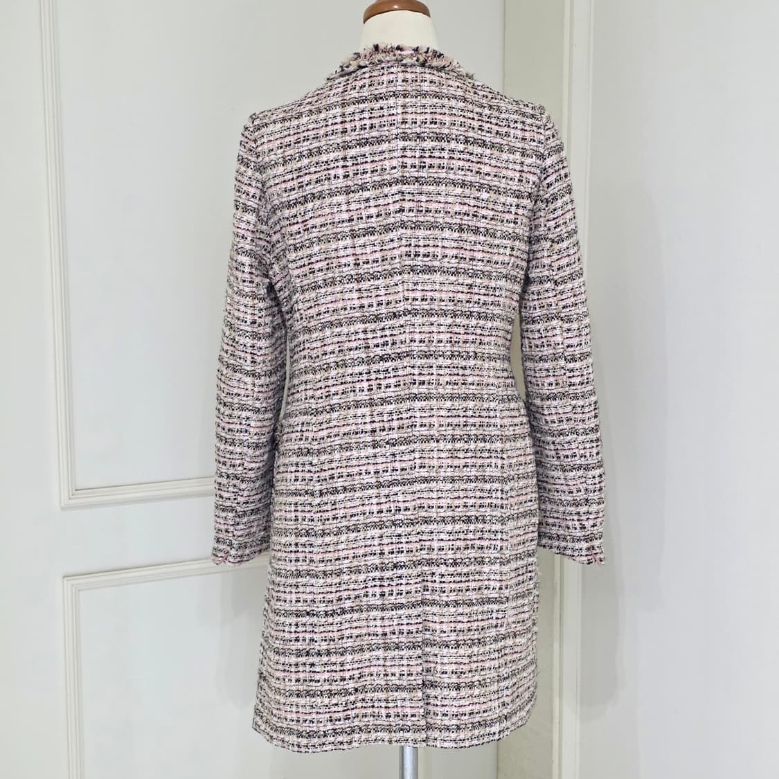 soup 빈티지) 핑크 트위드 로맨틱 여성 세미 히메 롱자켓코트 상품이미지3