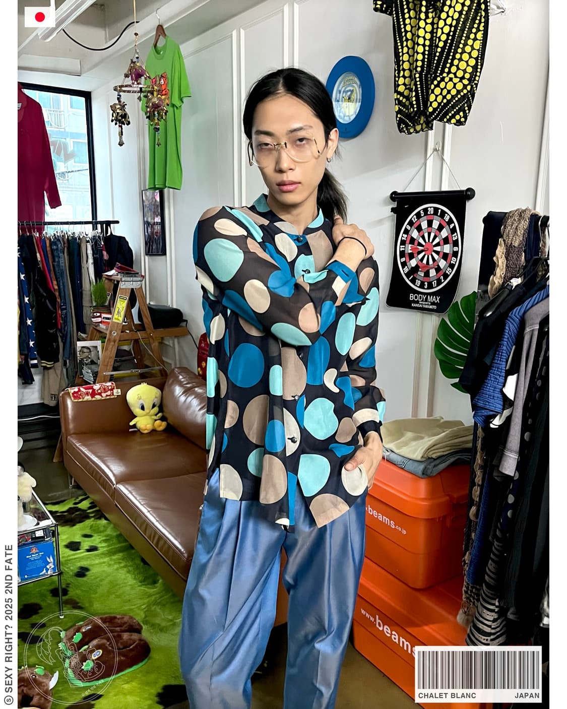1980-90s CHALET BLANC Japan Dot Shirt 상품이미지1