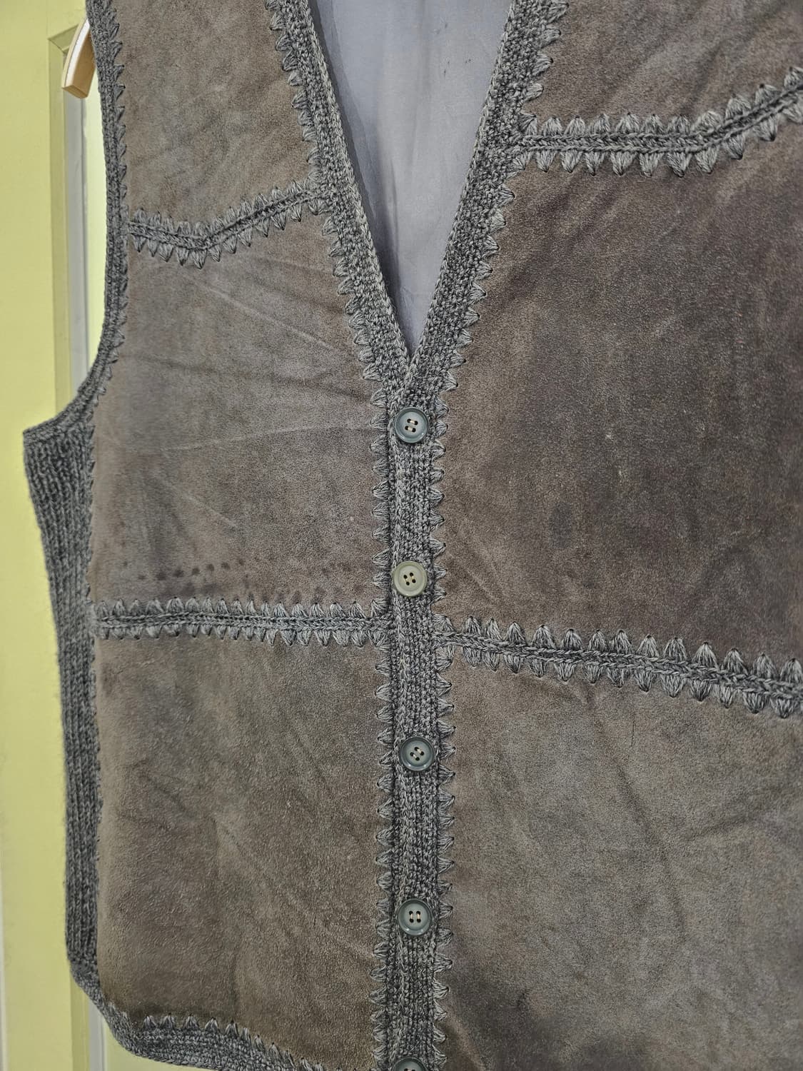 그레이 니트 스웨이드 레더조끼 상품이미지2