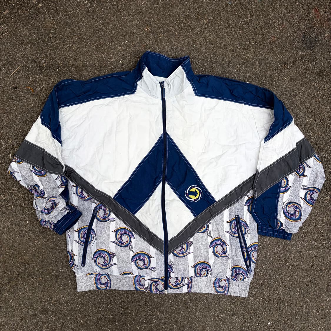 90s JPN 화이트 밀리터리 올드스쿨 바람막이 트랙자켓 XXL 상품이미지2