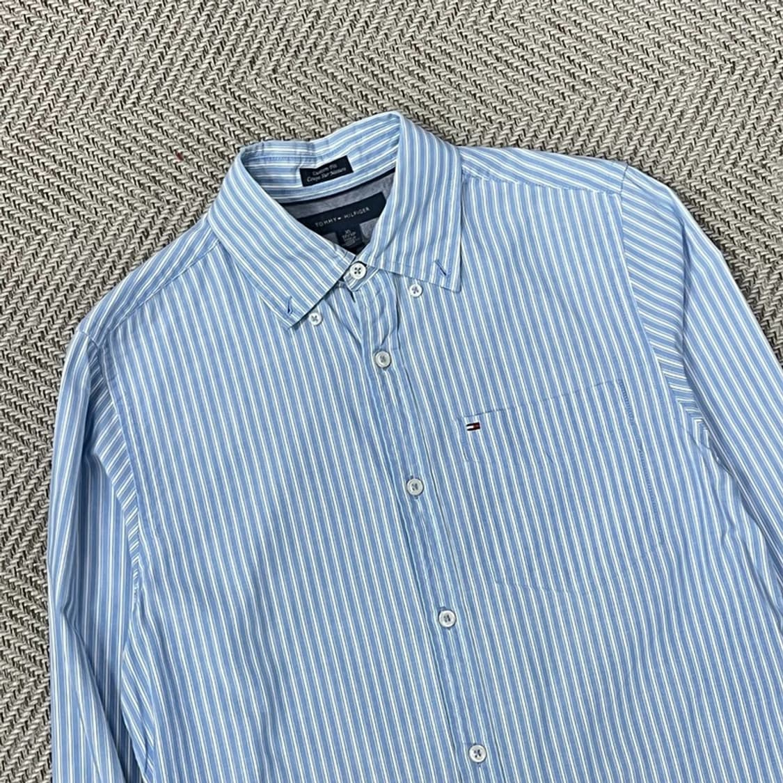 타미힐피거 커스텀핏 코튼 스트라이프 셔츠 v0677 상품이미지3
