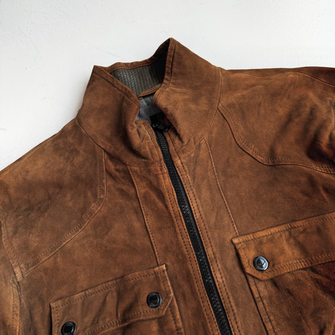 아르마니 익스체인지 제팬 리얼레더 스웨이드 바이커 가죽 자켓 상품이미지4