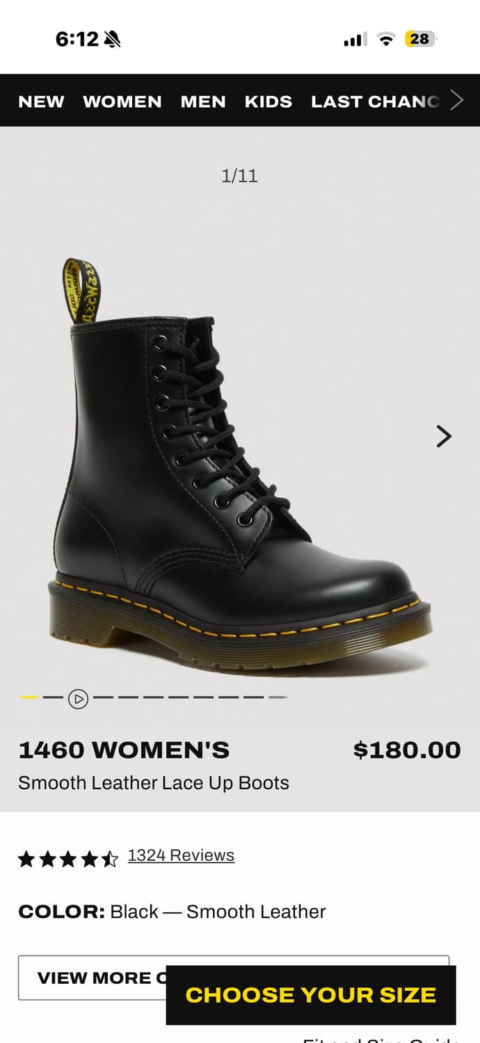 닥터마틴 1460 W 부츠 블랙 8홀 상품이미지8