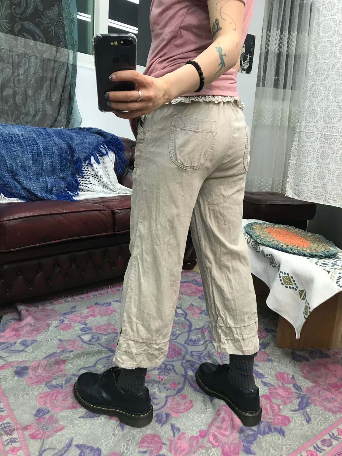 빈티지 버튼 디테일 코튼 카프리팬츠 (Z1159) 상품이미지2