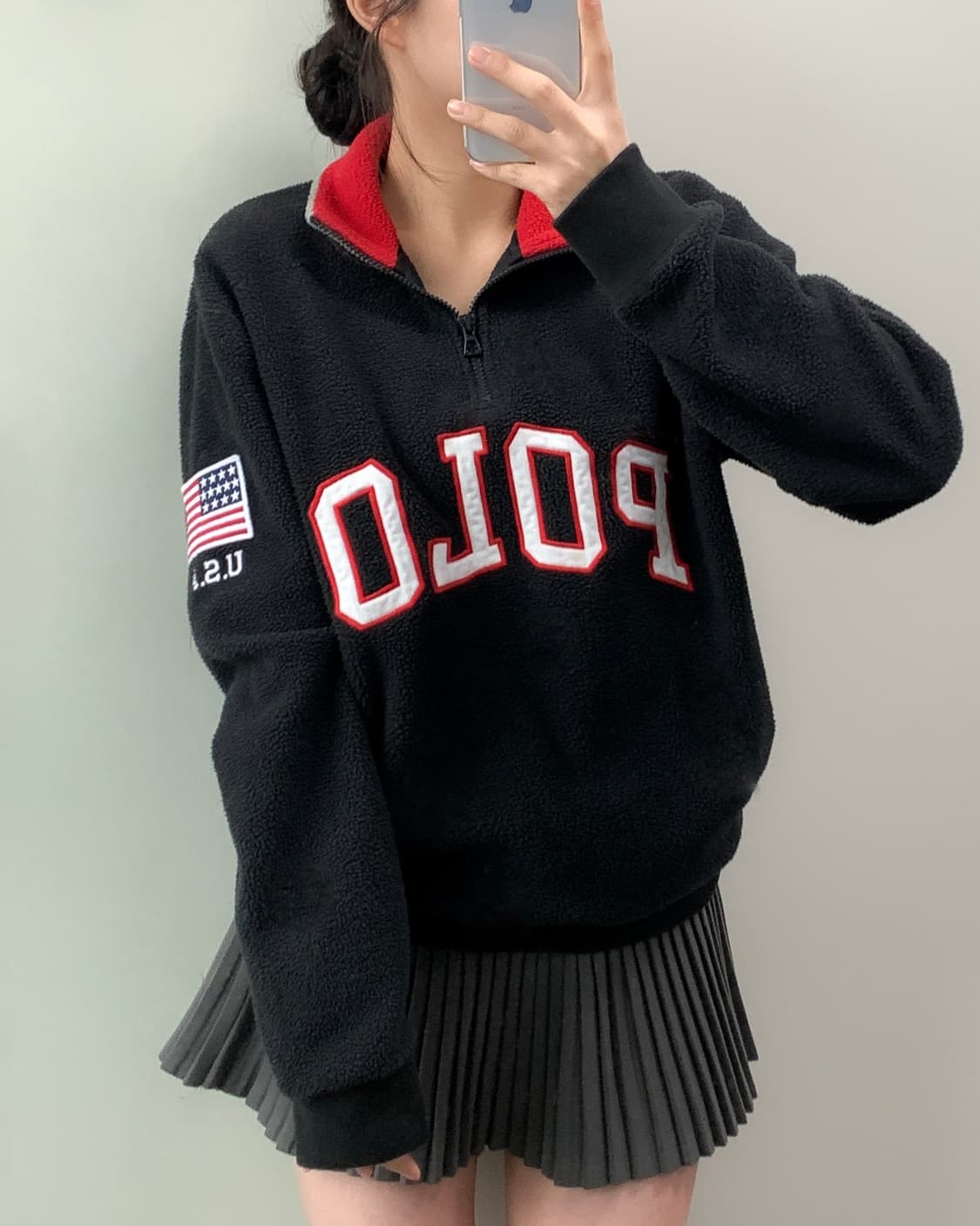 폴로 스펠아웃 반집업 후리스 상품이미지1