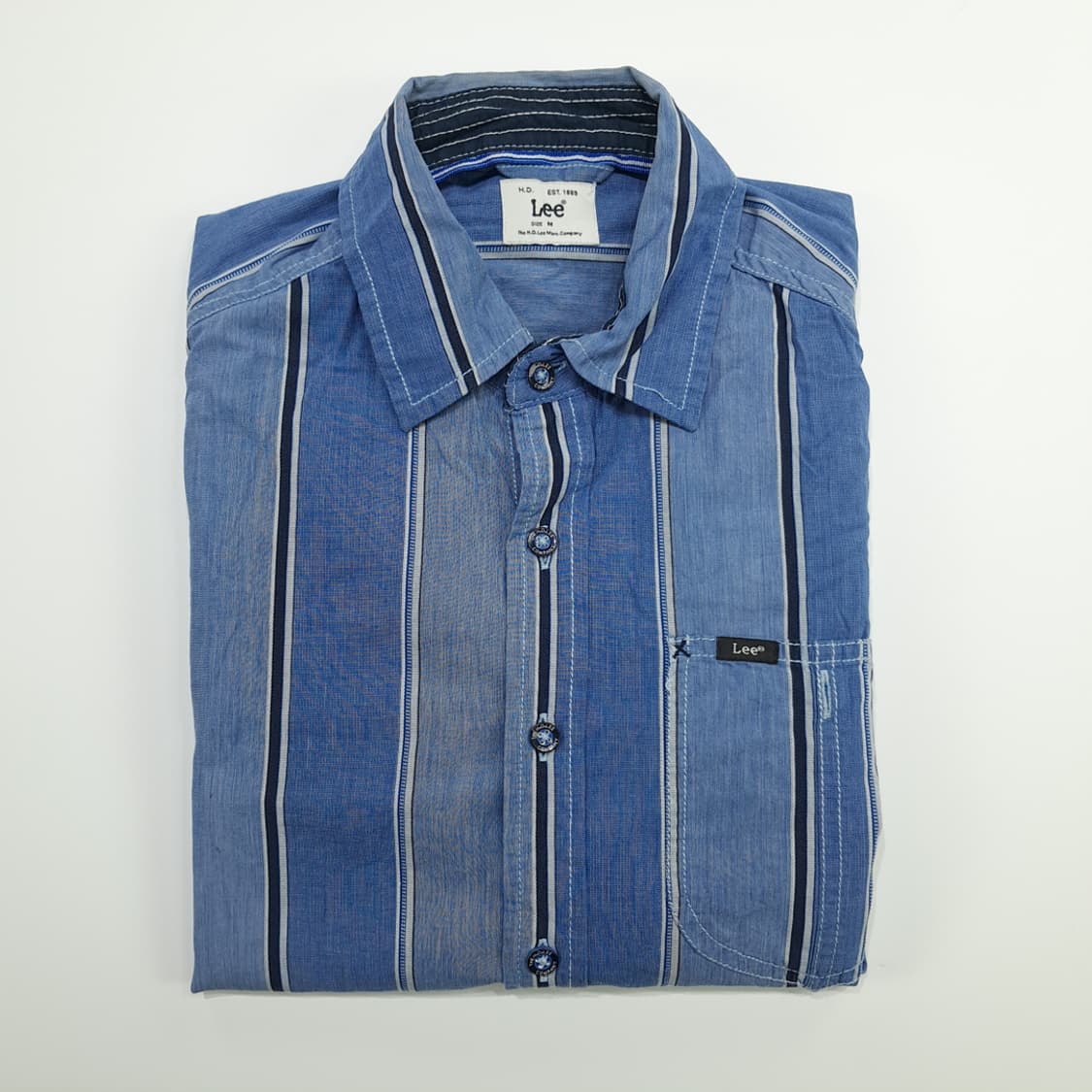 CN682 M LEE 리 올드스쿨 블루 스트라이프 긴팔 셔츠 남방 상품이미지10