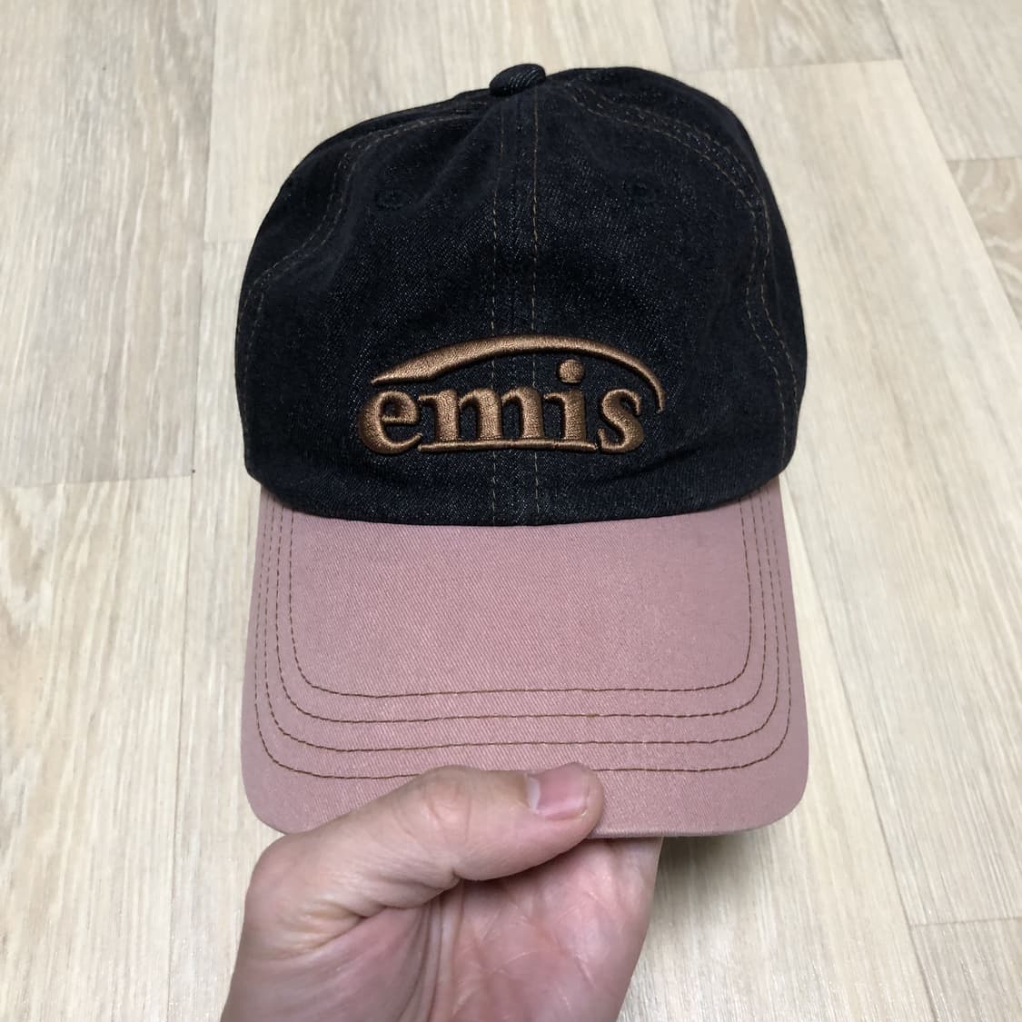 (OS) 이미스 EMIS 워시드 데님 볼캡 그레이 핑크 상품이미지3