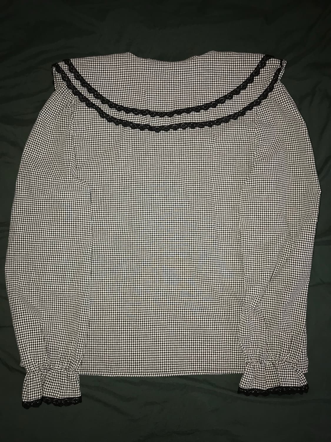 빈티지 체크 빅카라 블라우스  상품이미지3
