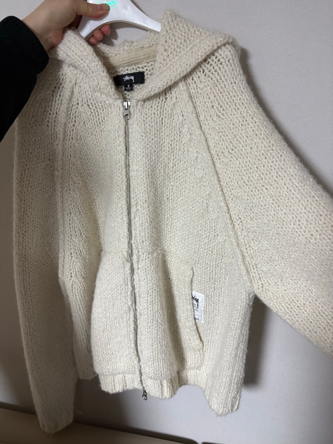 스투시 청키 니트 후드 집업 아이보리 상품이미지2