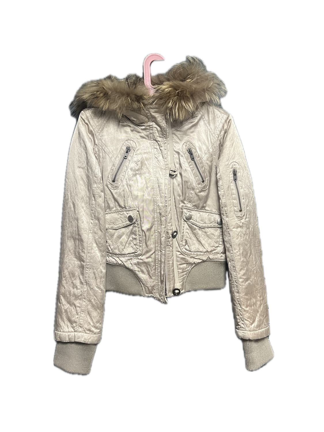 빈티지 갸루 퍼 딱붙 경량 패딩 상품이미지1