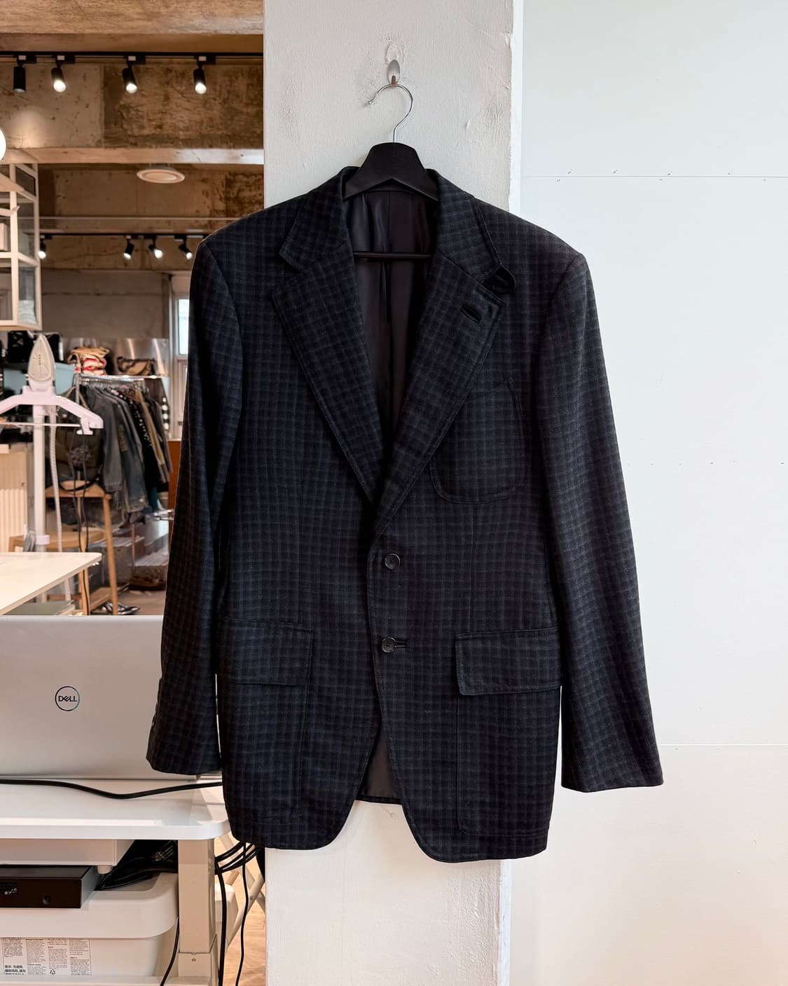 톰포드 블랙 윈도우페인 체크 패턴 울 블레이저 자켓  상품이미지2