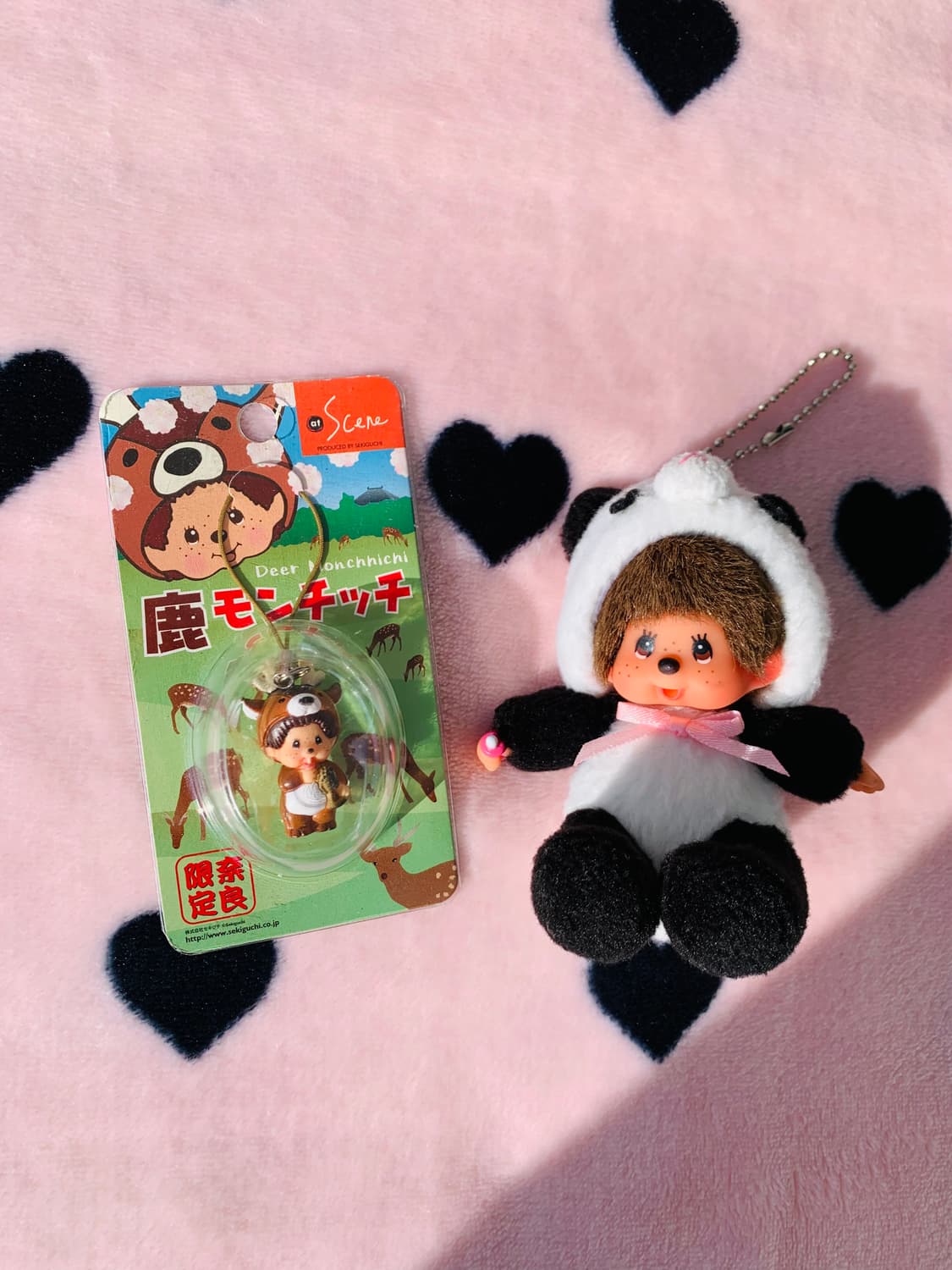 몬치치 고전 빈티지 사슴+판다 인형키체인 키링 상품이미지2