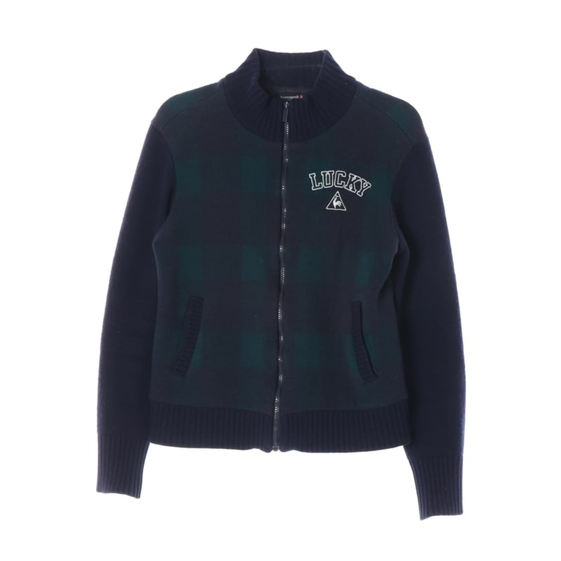 르꼬끄 골프 올울 체크 방풍 집업 니트 자켓  L 상품이미지1