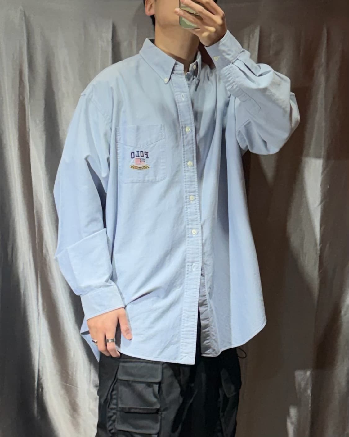 XL 폴로랄프로렌 BLAIRE 원포켓 스카이블루 코튼 셔츠 상품이미지1