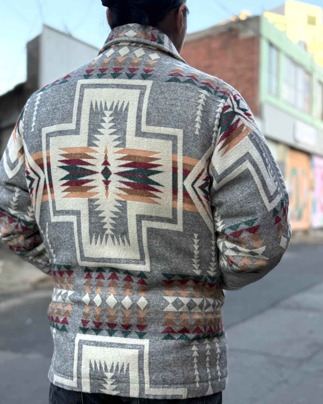 90's 화이트 팔레트 나바호 패턴 울 초어자켓 105 상품이미지10