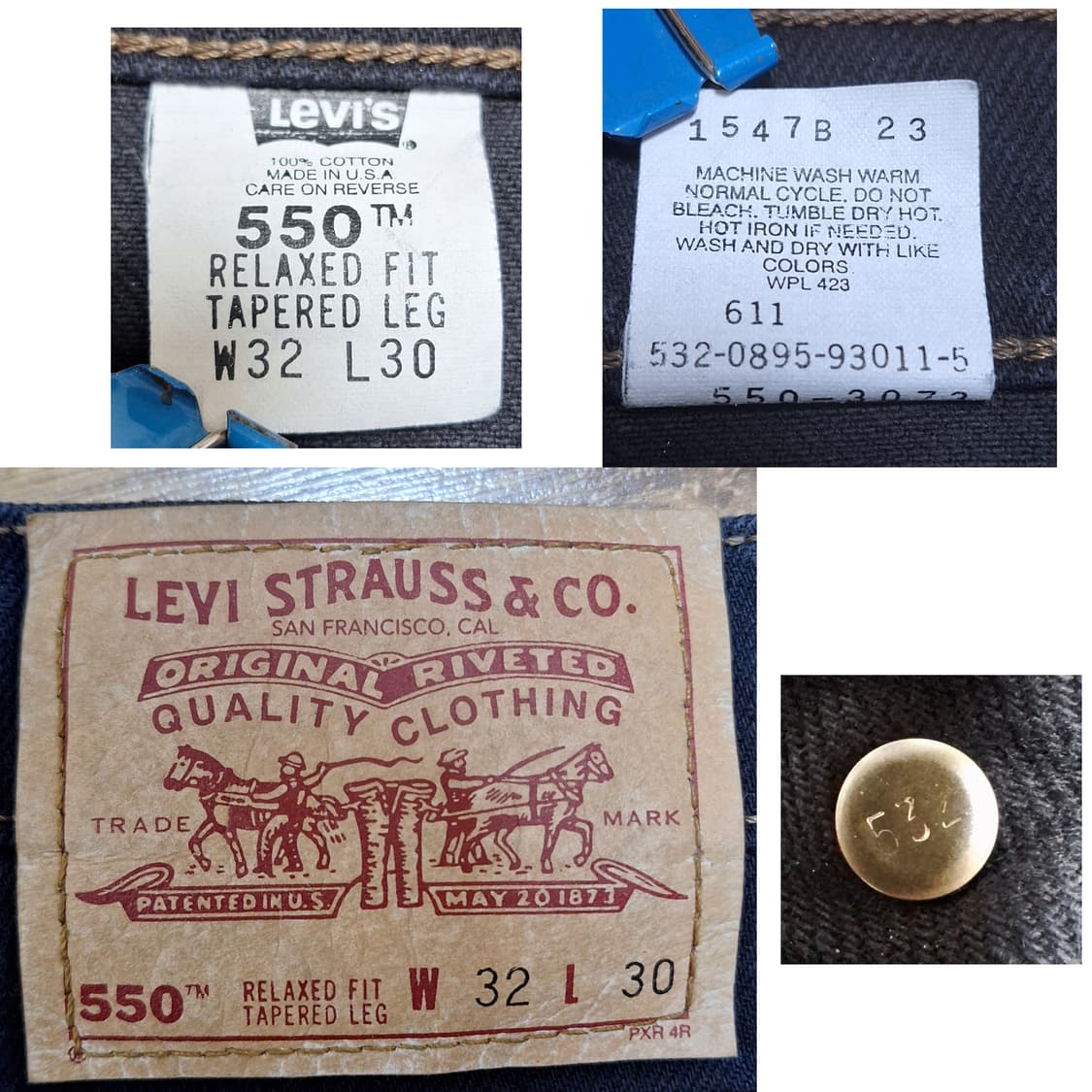 90s 미제 빈티지리바이스 550 블랙 32X30 상품이미지9