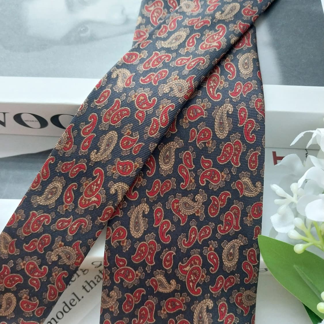 란셀 실크 네이비 페이즐리 패턴 넥타이 8.5cm A+등급 K1786
 상품이미지5