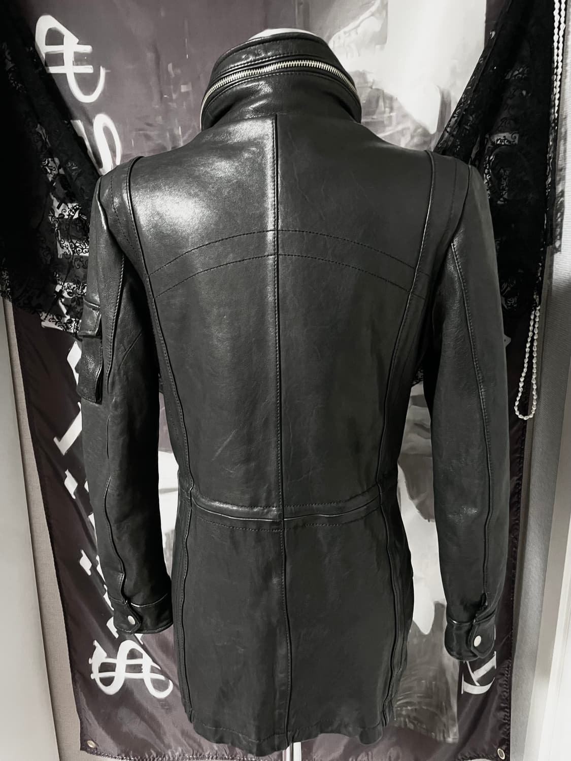 ITALY sheepskin 지퍼하이넥레더자켓 빈티지락시크릭오웬스디올st 상품이미지6