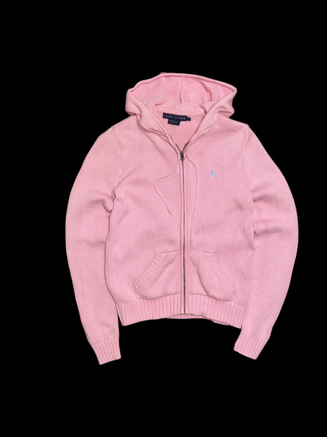 폴로 랄프로렌 딸기우유 색상 니트 후드집업 상품이미지5