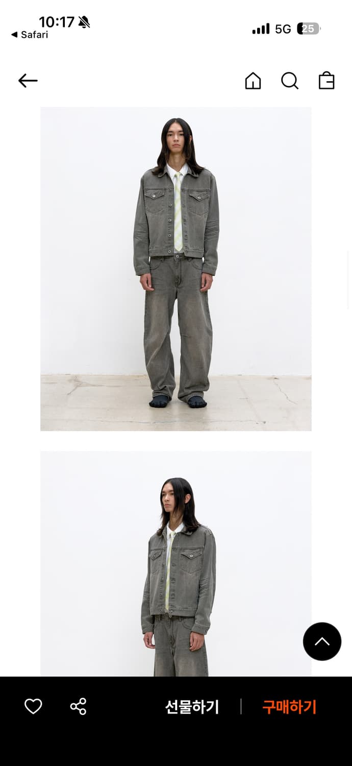 쿠어 엠보 워시드 커브드 데님 상품이미지3