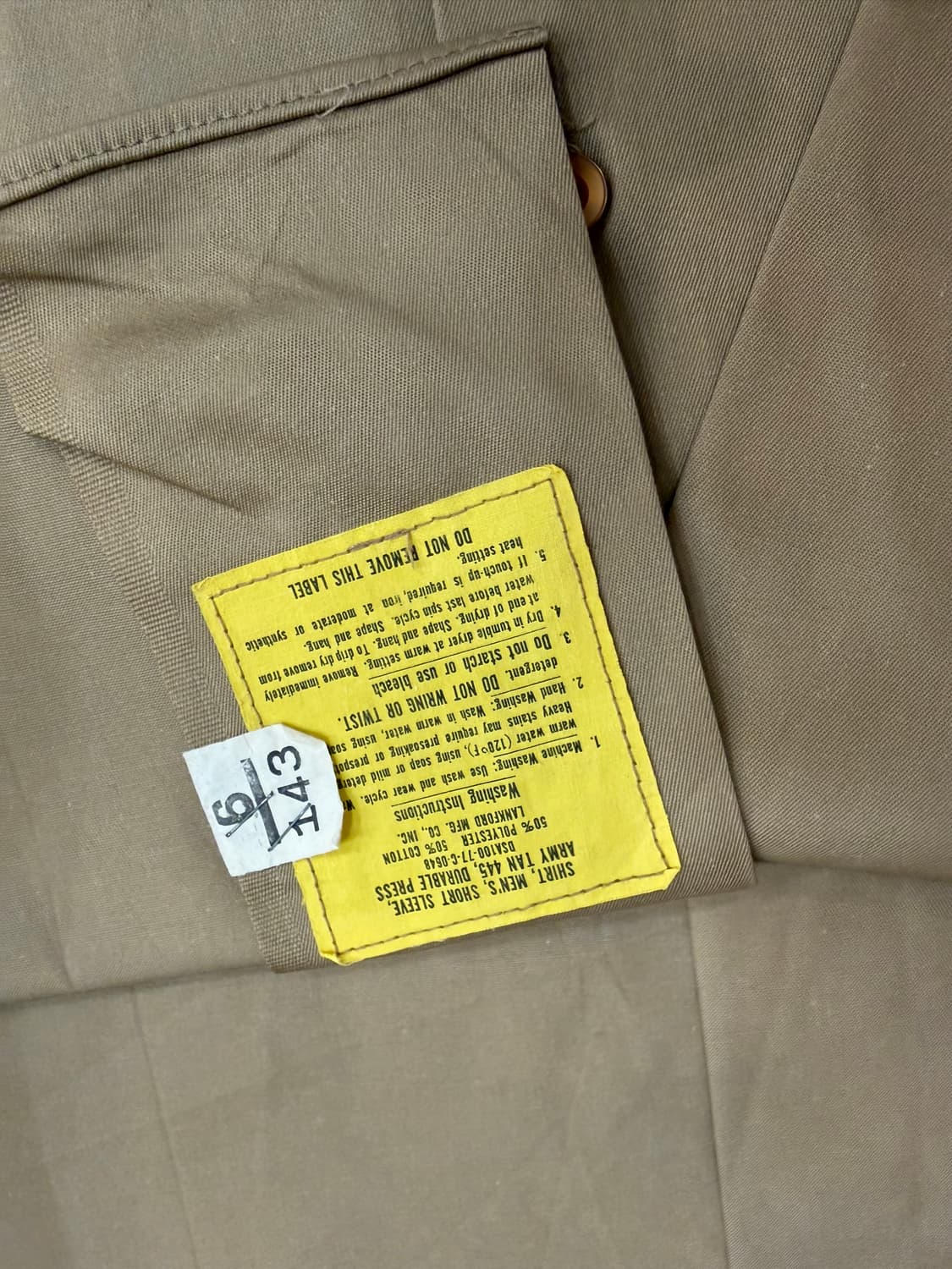 70s U.S. Military Army Tan 445 카키 반팔 셔츠 상품이미지3