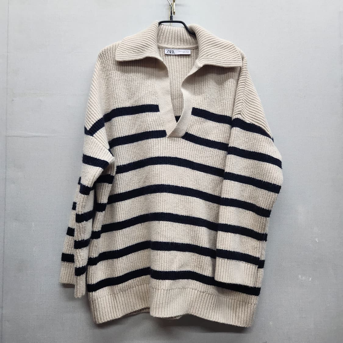 자라 스트라이프 카라넥 니트 2XL 상품이미지1