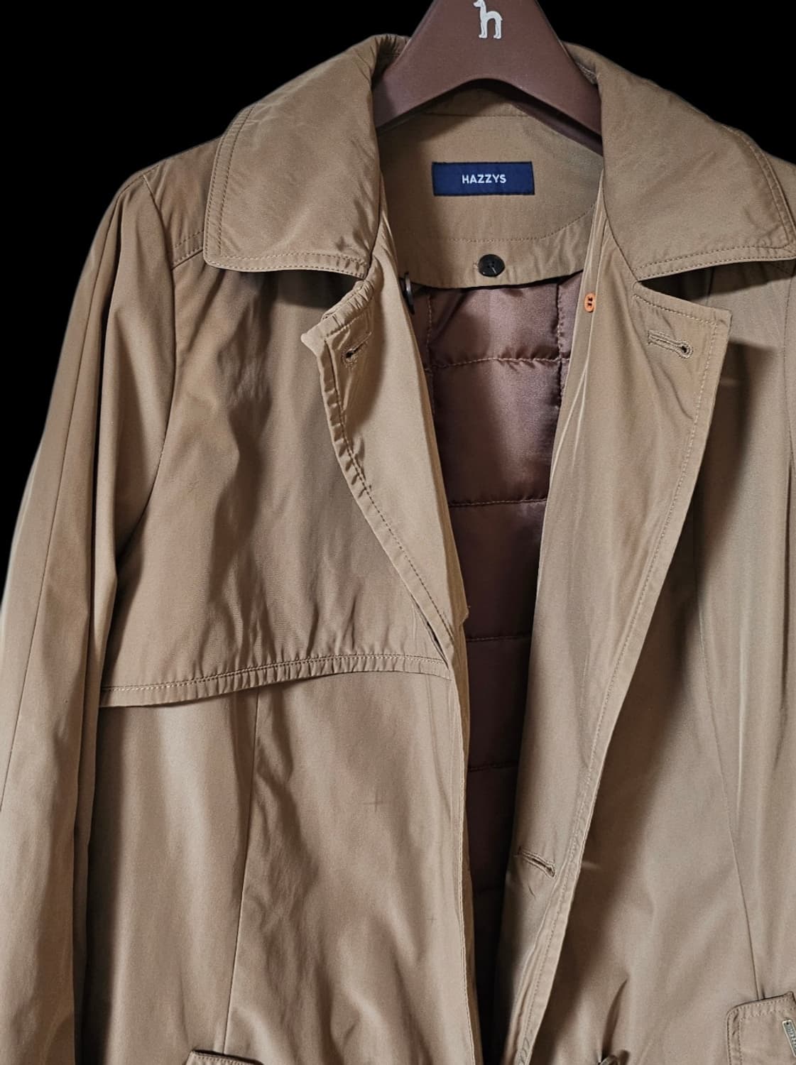 헤지스 브라운 폴리 100 싱글 여성 하프코트 55 / 상태좋음 상품이미지9