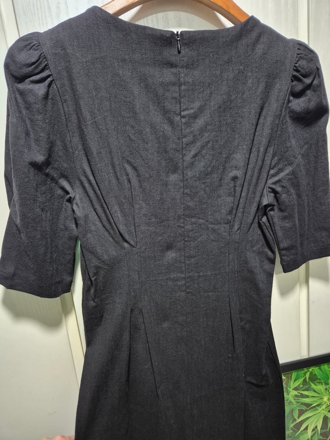 (타임세일)(새상품) 블랙 린넨 롱원피스 퍼프 반팔 상품이미지6