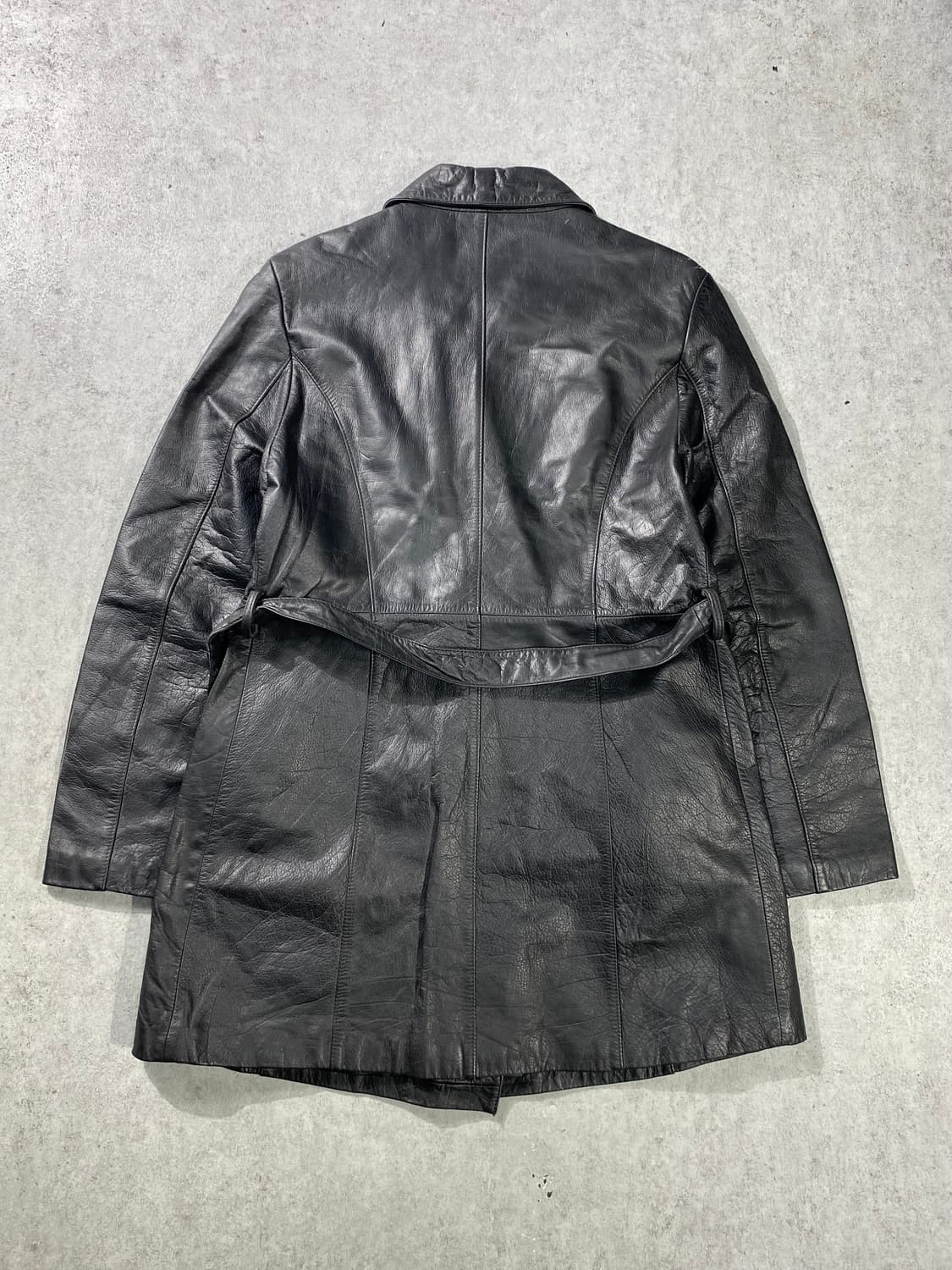 [77] 90s Vintage 빈티지 양가죽 벨티드 더블 레더 자켓 상품이미지5